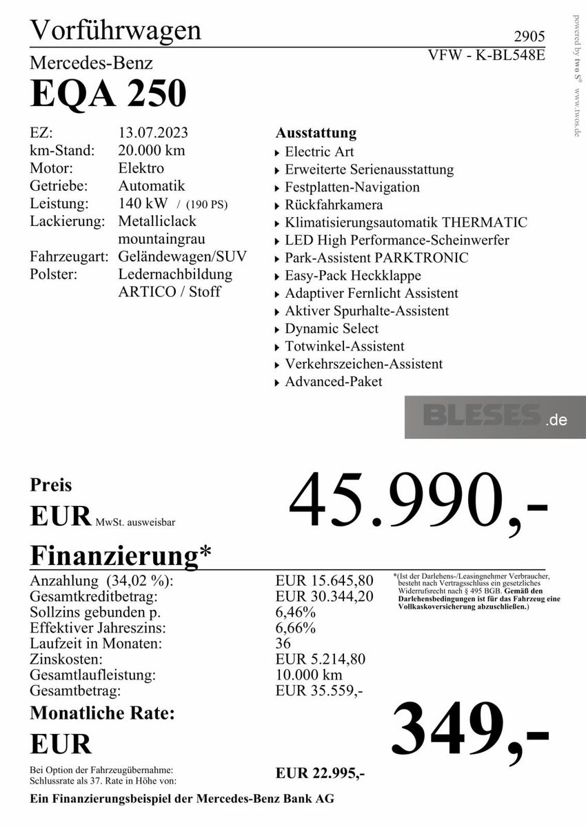 Mercedes EQA250 PROG+NAVI+KAM+TEMP+AMBI+ASSPLUSNavi/LED